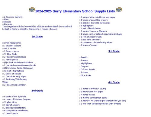 Supply List 2